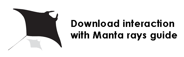 Logo stylisé d'une raie manta noire accompagnée du texte «Download interaction with Manta rays guide».