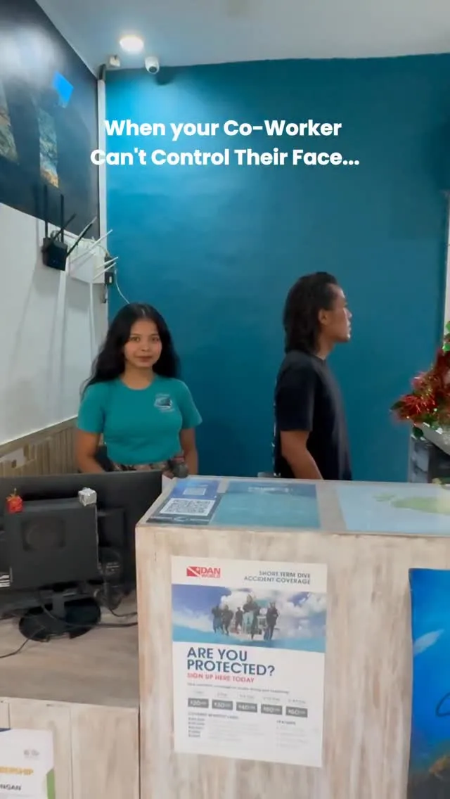 Me: Trying to be professional. My co-worker's face: 🤨#diving #scubadiver #meme #memesquad #memedaily #funnyvideos #hillarious #scubadiverlife #divecenter #divingcenter #justforfun